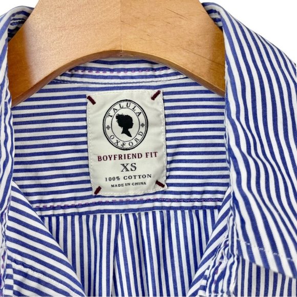 Talula by Aritzia Blue Striped Boyfriend Fit Button Front Shirt Size XS - Picture 5 of 5